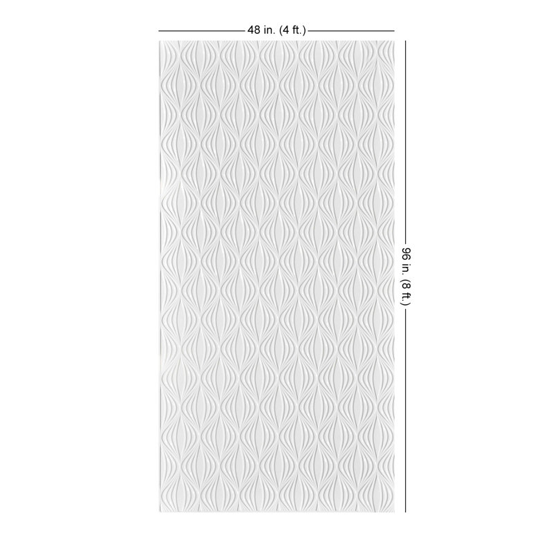 Échalote MirroFlex 4 pi x 8 pi Panneaux muraux 3D en PVC Glue Up 160 pieds carrés, Blanc hivernal