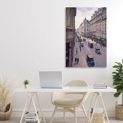 Toile rétro de scène de rue Paris, design par Petal Prints Design