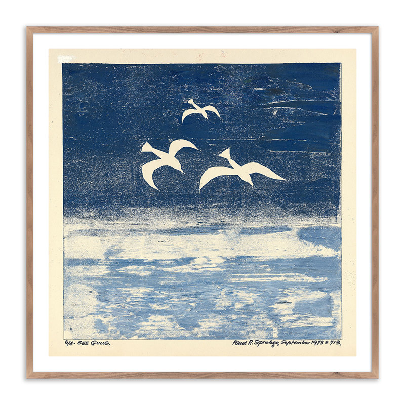 See Gulls Print, 40" H x 40" W x 2.5" D, Dark Brown