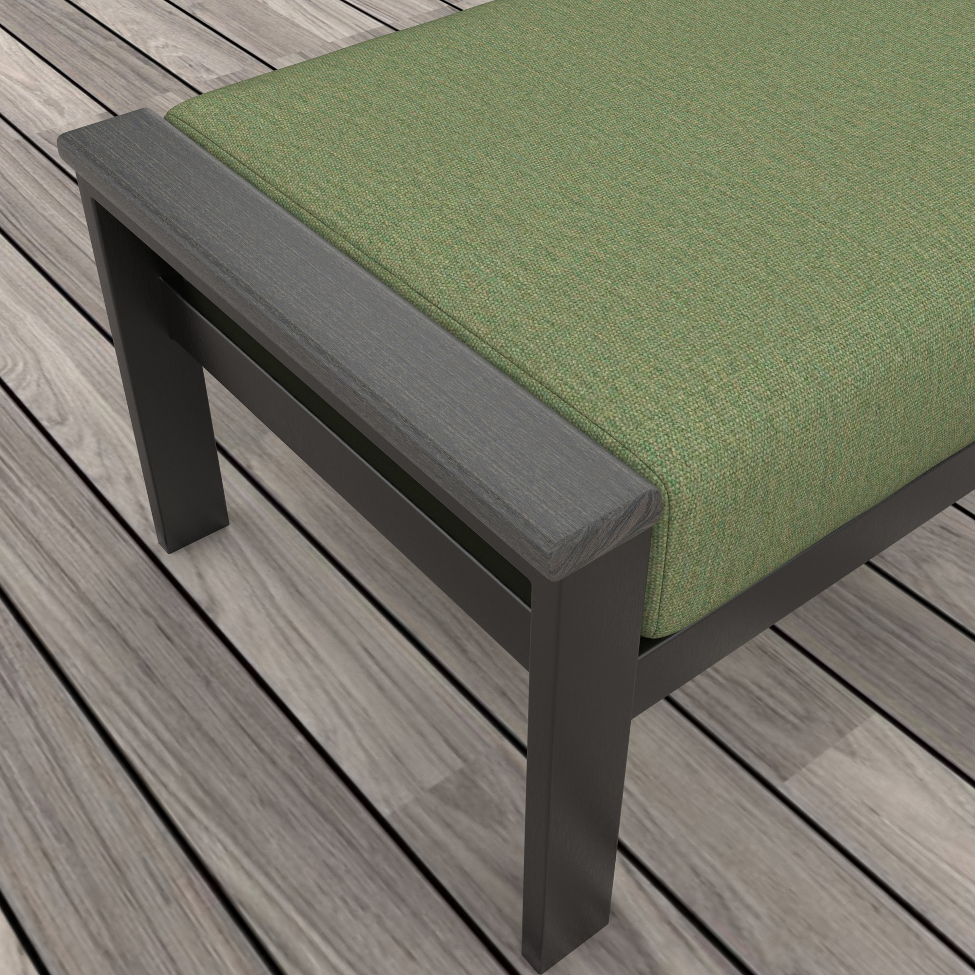 Townsend Outdoor Ottoman with Sunbrella Cushions, Canvas Fern