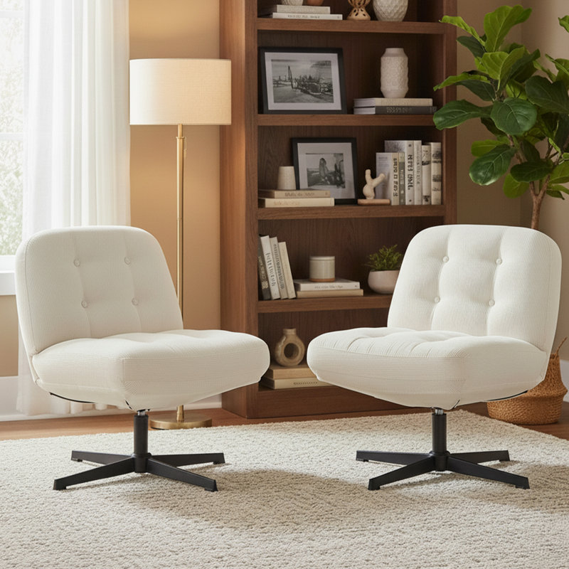 Swivel Office Chair, Wide Cloud-like Seat, 113kg Capacity & Pet-friendly Fabric, White