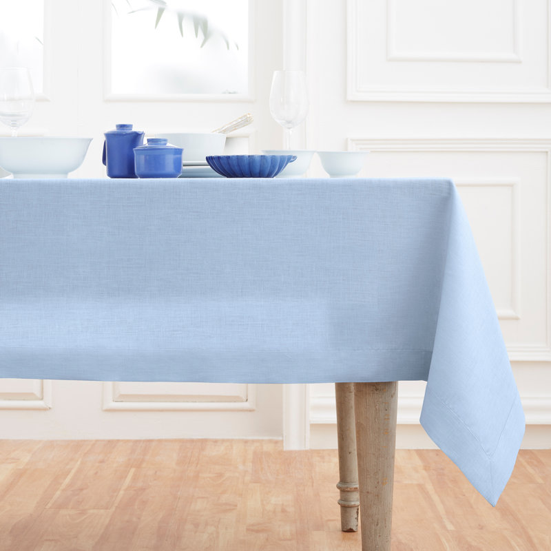 100% Pure Linen Tablecloth - Fete, Sky Blue, 132" L x 60" W