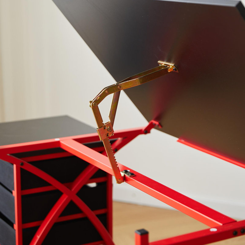 drafting table sliver with stool, Black/Red