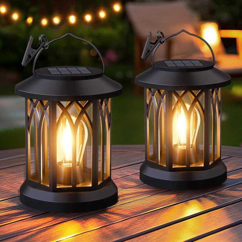 6.2" Solar Powered Integrated LED Outdoor Lantern, Black
