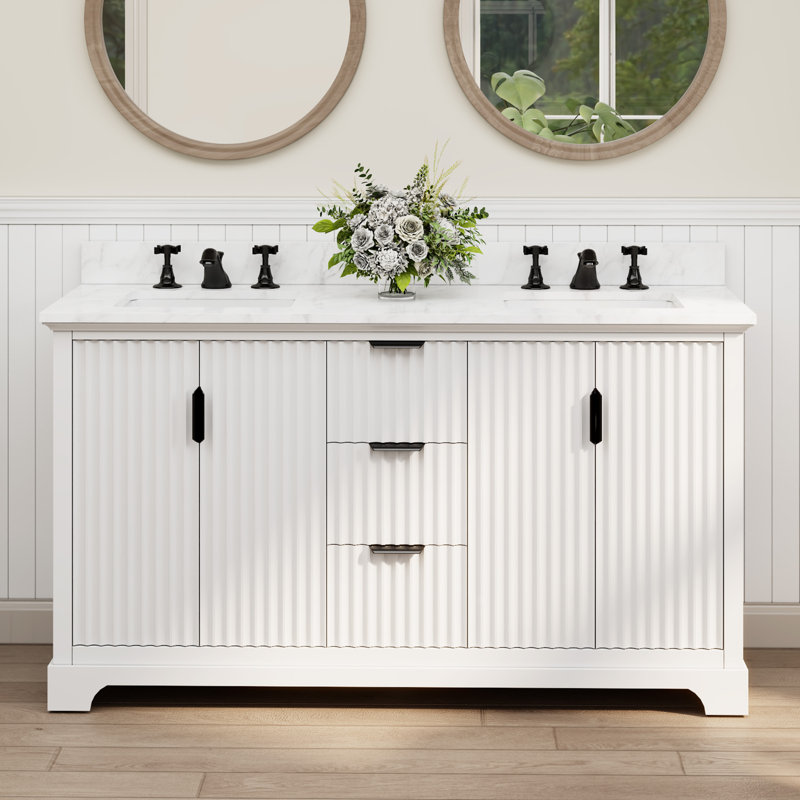 Ensemble de meuble-lavabo à double cuve 60 po Barnhart, Blanc