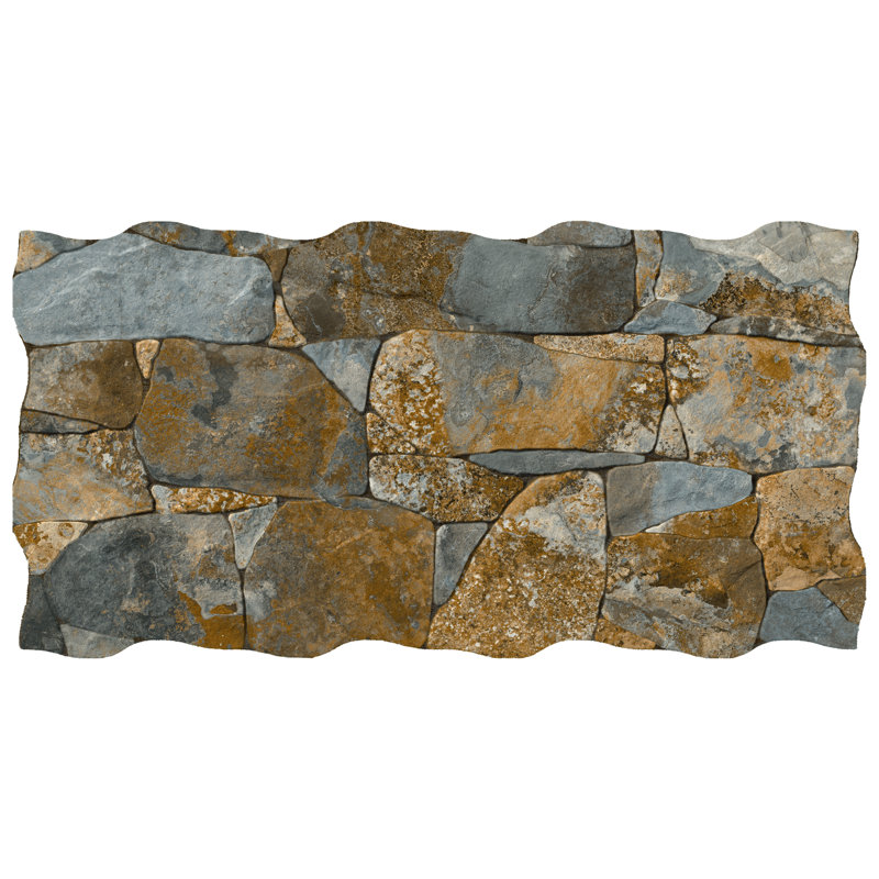 Caldera Vulcano 13" x 25" Porcelain Stone Look Wall & Floor Tile, Brown