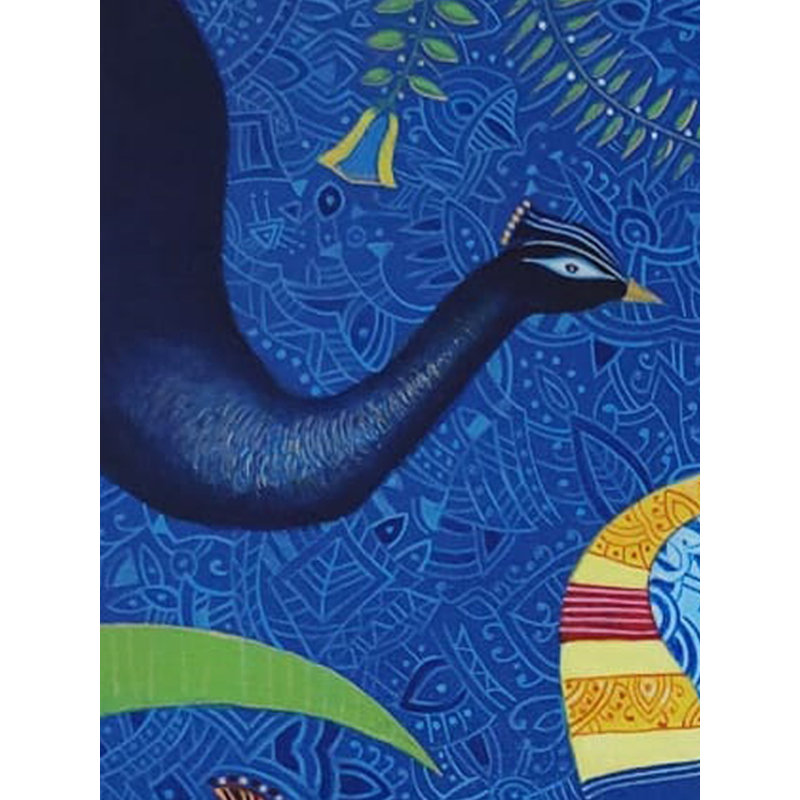 Lord Krishna à Kunjwan | Acrylique sur toile | Par Bhaskar Lahiri