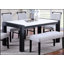 Table de salle à manger moderne avec plateau en faux marbre avec 4 chaises et banc, élégante et durable pour les maisons contemporaines