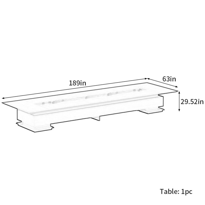 Grande table de conférence légère et luxueuse, H 29,52 po x L 189 po x l 63 po