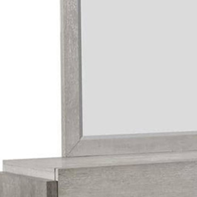 Miroir mural pour commode Rizvi, accents biseautés, bois massif gris 36 x 40