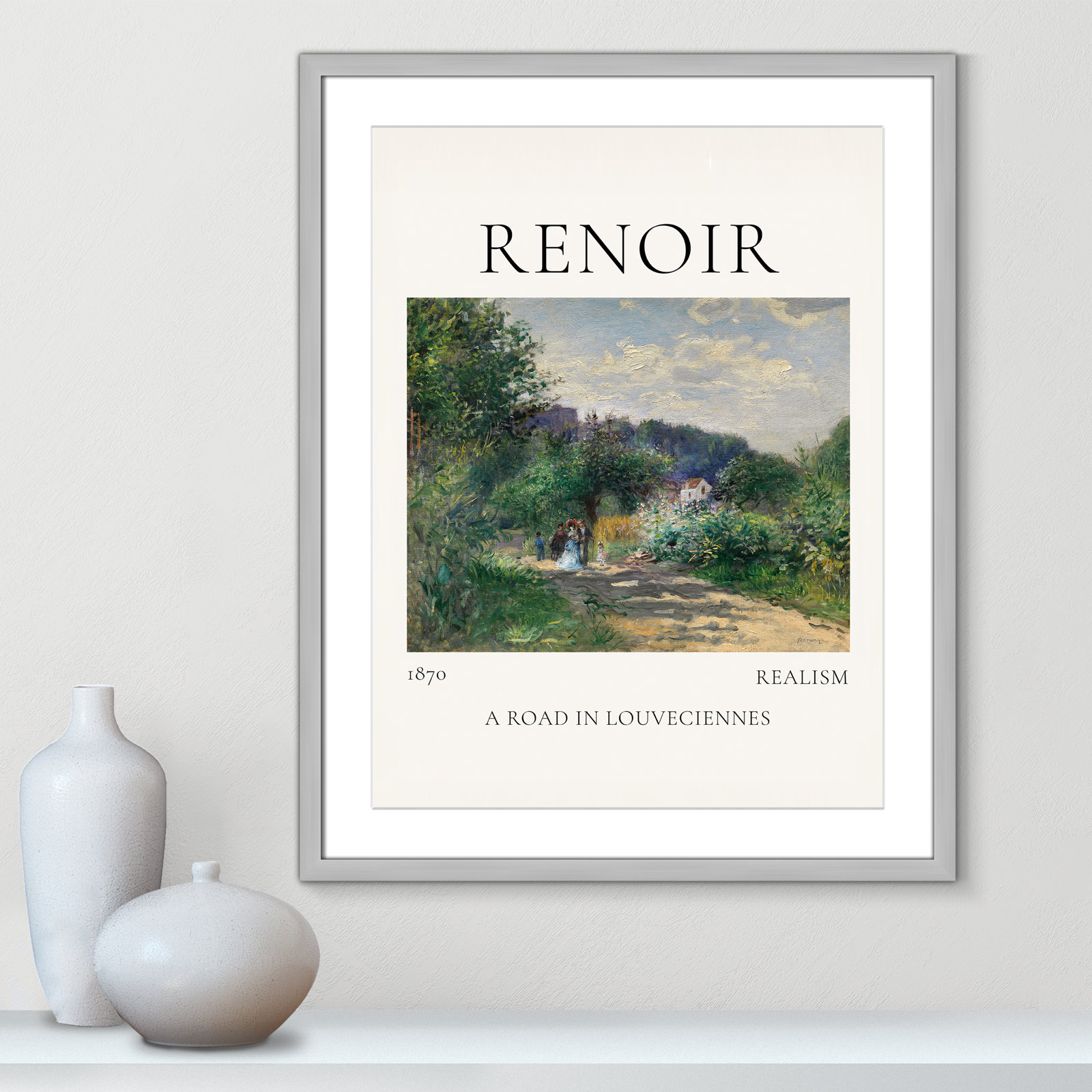 Rocchetto "A Road in Louveciennes" Print, Silver Single Picture Frame, Yes, 29.5" H x 23.5" W x 1.25" D