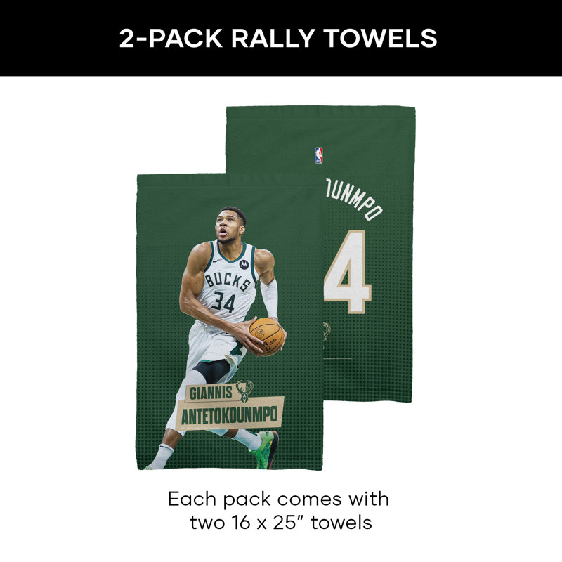 NBA Milwaukee Bucks Giannis Antetokounmpo 2 Pack Fan Towel, Licensed, Ultra Soft and Absorbent, Sport Gym Towel, 16 x 25 inches