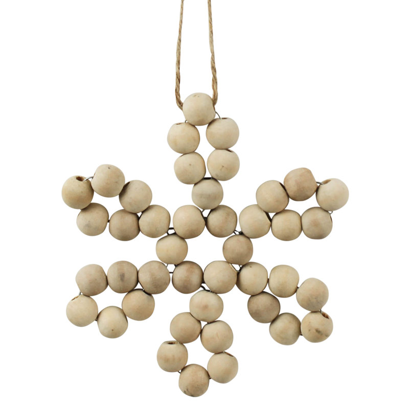 Ornement en forme de flocon de neige perlé, H 5,5 po x l 5,5 po x P 0,5 po