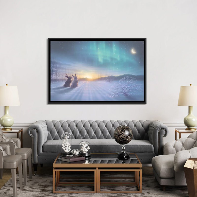 « jolie, belle night », impression sur toile, H 18 po x l 26 po x P 1,5 po, Toile avec cadre noir, Pas de tapis