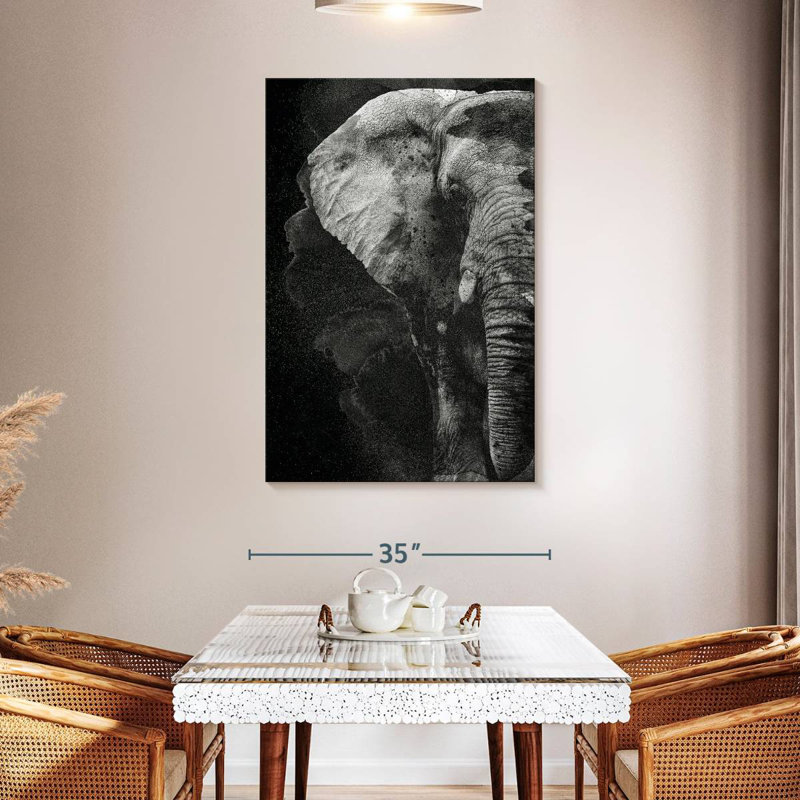 Brampt Elephant Face Black And White, 48" H x 32" W