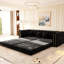 Canapé gain de place 3 places en 1, gris foncé, capitonné, finitions dorées, 4 coussins inclus, beige, élégant 21 cm, pour salon