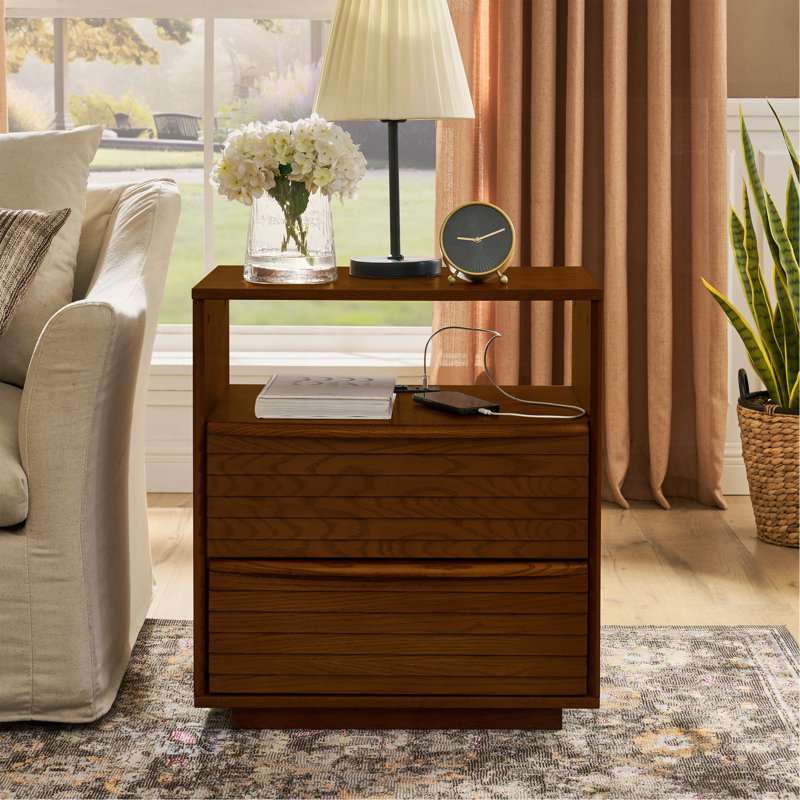 Table de chevet moderne Mid Century, Noyer brun
