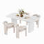 Ensemble de table de salle à manger à double piédestal en marbre blanc-1809666420-1809666419