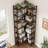 l-Shaped Corner Bookshelf, 5/7-Tier Tall Bookcase, Industrial Storage Display Shelves for Living Room, Home Office-140838567-140838568