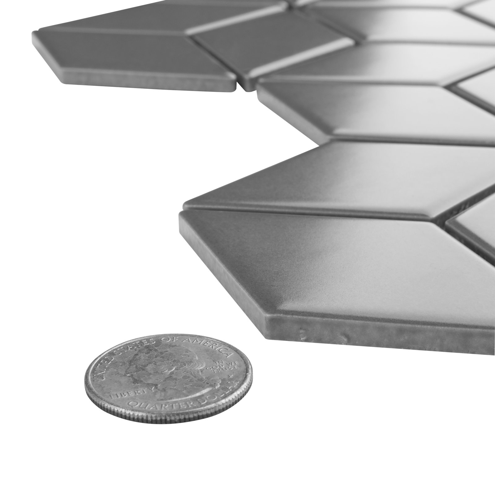 Metro Rhombus Porcelain Mosaic Wall and Floor Tile, Matte Gray