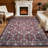 5x7 ft Washable Boho Style Area Rug for Living Room - Boho Floral Print Carpet. Soft Velvet. Non-Slip TPR Backing. Machine Washable. Red