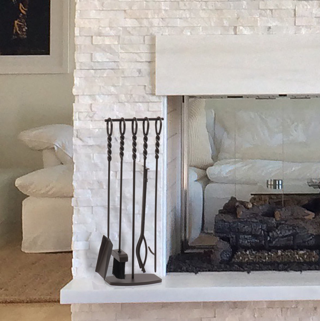 Charlton Home® Kestrel 5 Piece Steel Fireplace Tool Set & Reviews | Wayfair