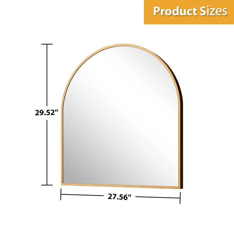 Margulies Metal Arch Mirror, Gold, 29.5" H x 27.5" W