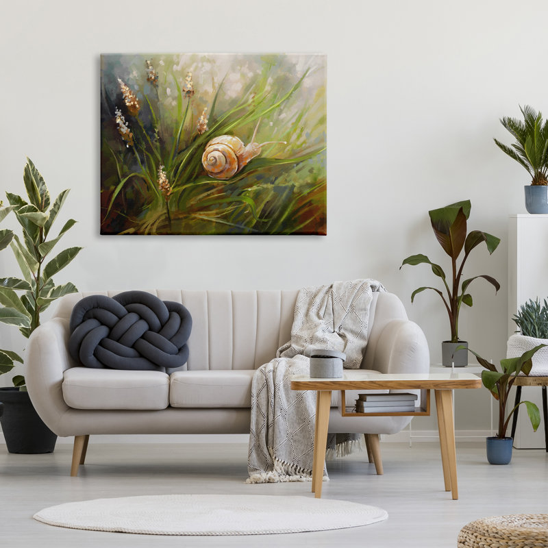 "Snail on Greenery" par Ziwei Li, reproduction d'art sur toile tendue, H 36 po x l 48 po x P 1,5 po