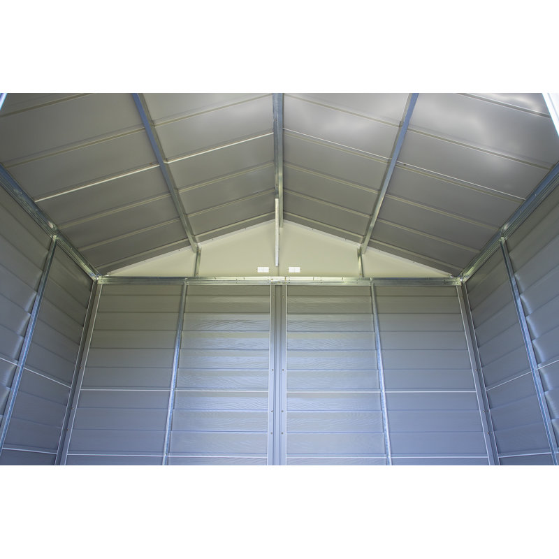 10 ft. x 14 ft. Flute Grey Galvanized Steel Storage Shed