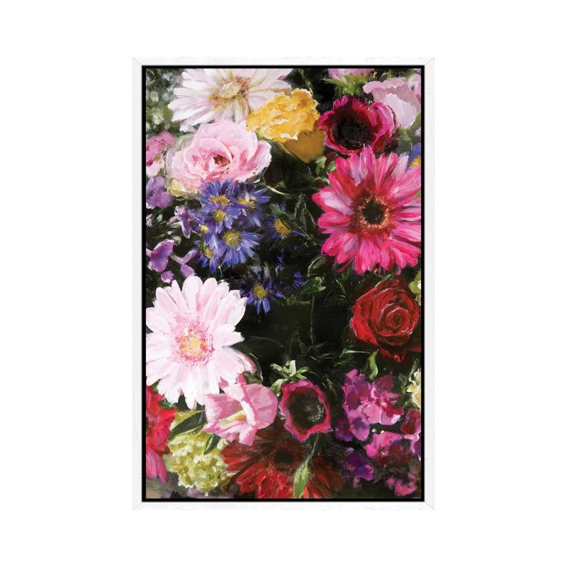 Dark Blossom - Painting on Canvas, White Framed, 66.04cm H x 45.72cm W x 3.81cm D