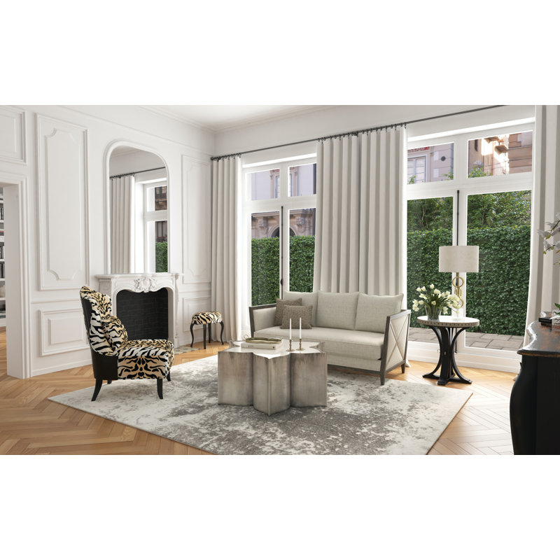 Eglomise Meringue 44" Gold and Cream Flower-Shaped Coffee Table