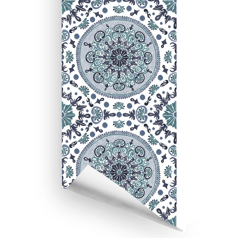 Rouleau de papier peint adhésif L 10 pi x l 24 po Henni, Bleu