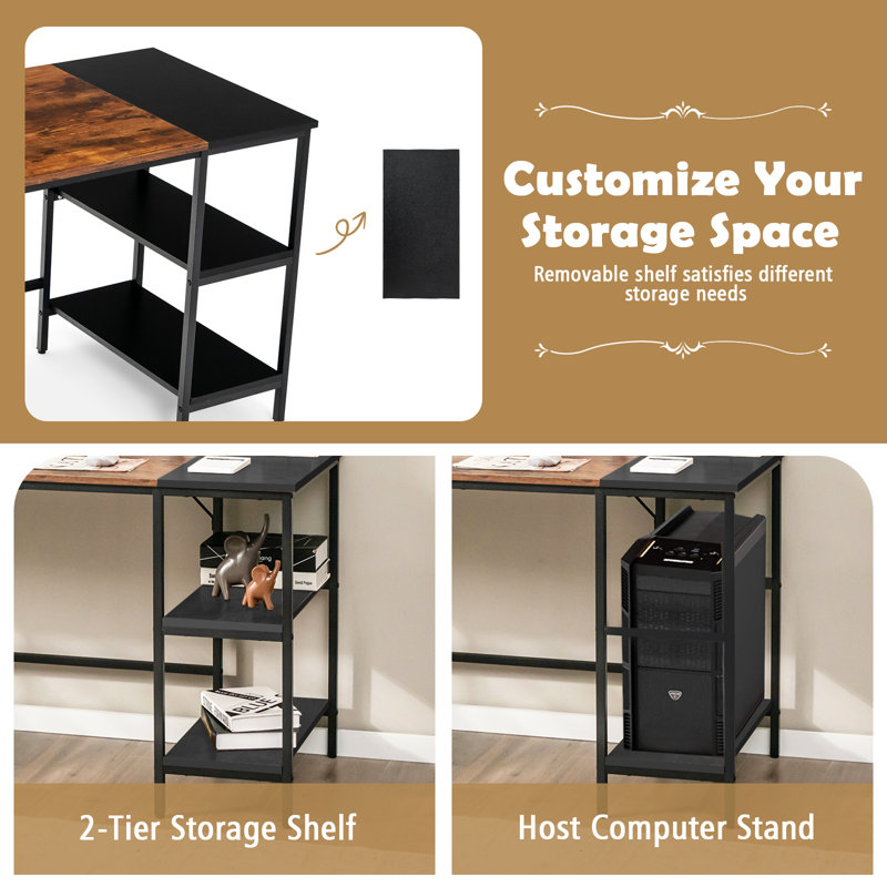 Steel Writing Desk, Brown/Black