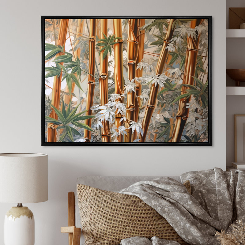 Bamboo Minimalm Beauty sur toile, Cadre flottant noir, H 12 po x l 20 po x P 1 po
