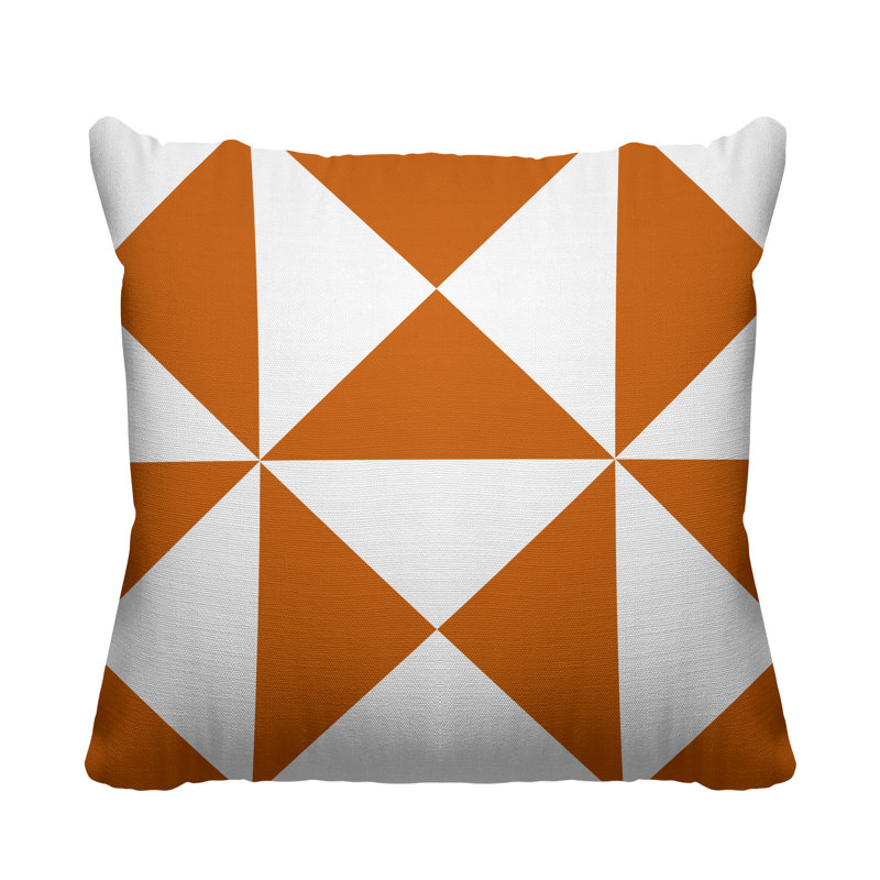 Coussin décoratif intérieur / extérieur Farrell, 15 po x 15 po, Orange, motif géométrique 2, Carré
