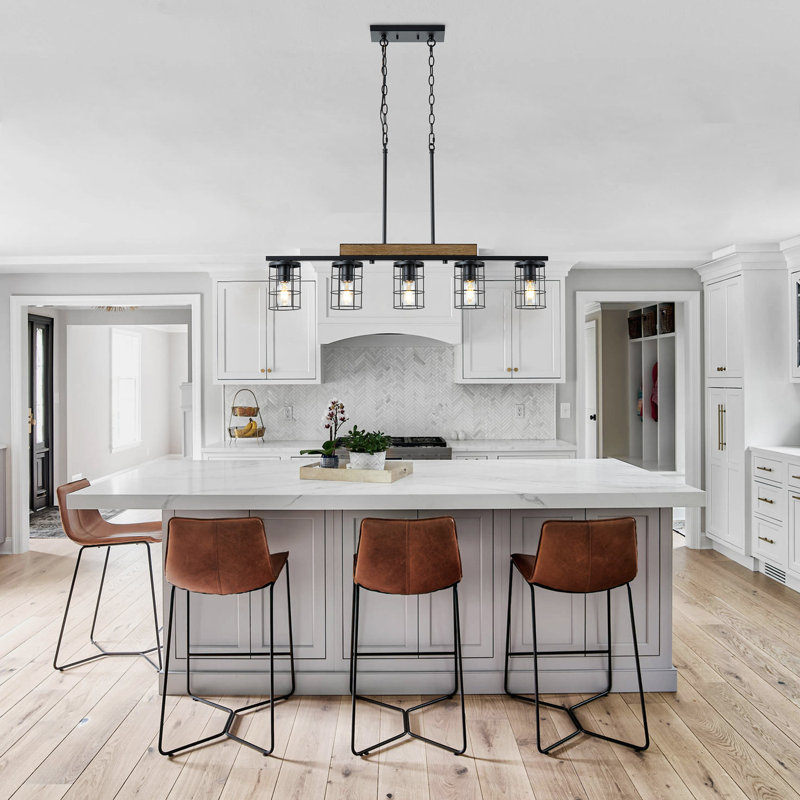 5-Light matte black adjustable iron pendant lamp