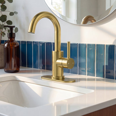 Wet Bar Sink Faucet Single Hole With 360° Swivel Spout, Single Handle Bathroom Faucet 1 Hole Or 3 Hole With Cupc Supply Line, Single Handle Bathroom Sink Faucet Bar Faucet