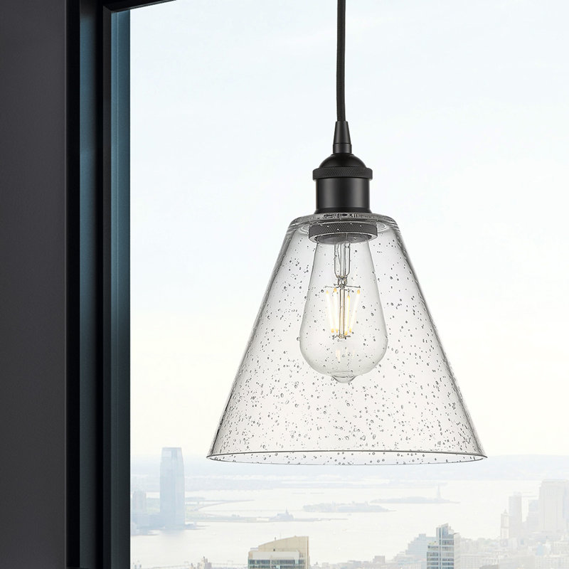 Luminaire suspendu conique à 1 lumière Bluford, Noir mat