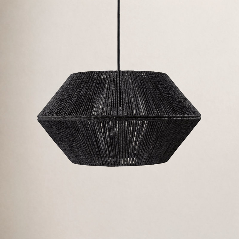 Lustre en ficelle naturelle noire à 1 lumière Terra