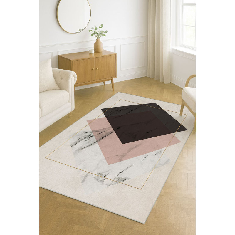 Premium Woven Carpet, 3.3 x 4.6 Feet | 100% Polyester, 740 g/m² | Non-Slip Felt Dot Underside, Machine Washable at 86°F, 0.16 Inch Pile Height | Stylish Digital Print, Easy to Clean, Perfect for Any Room