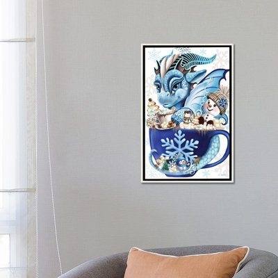 Cozy Cocoa Lil Dragon - reproduction d'art murale - toile encadrée