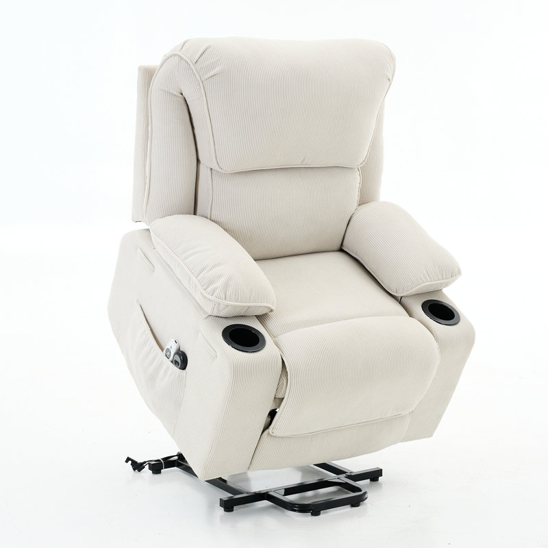 Fauteuil inclinable chauffant et massant télécommandé, Blanc