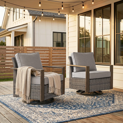 Jushawn Metal Swivel Glider Chair with Cushions