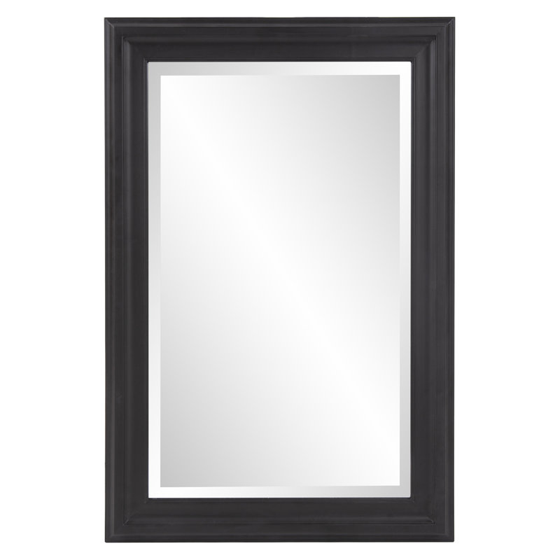 Mora Solid Wood Rectangle Mirror, Black