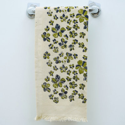 Hand Block Print Waffle Hand Towels 17X32 Sustainable Luxury Cotton Towels for Your Bathroom "Saundrya", Blue