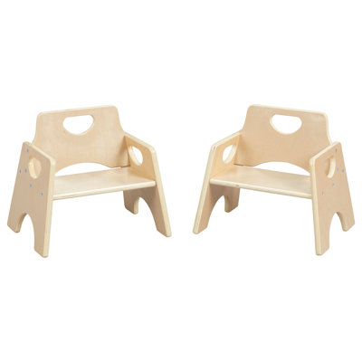 ECR4Kids Stackable Wooden Toddler Chair, 10in, Kids Furniture, Grey Wash, 2-Pack
