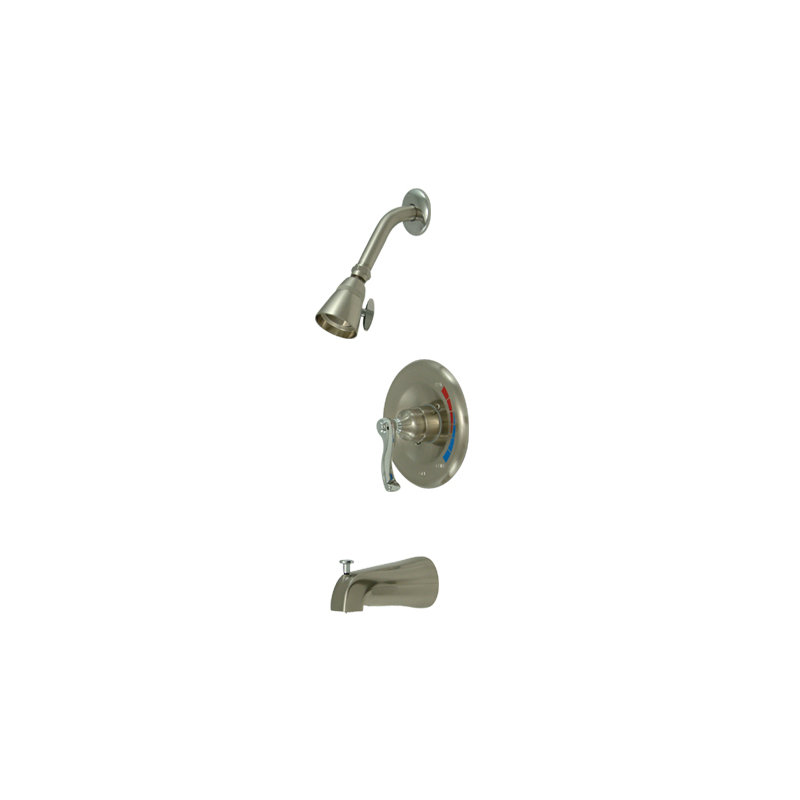 Royale Single Handle Tub and Shower Faucet, Brushed Nickel/Polished Chrome