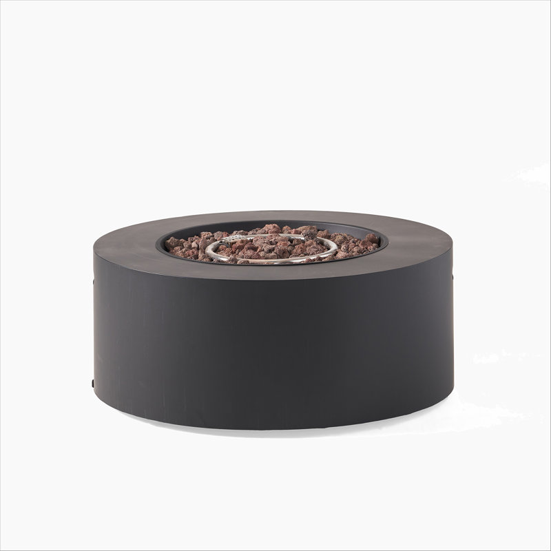 32" Patio 40,000 BTU Round Iron Propane Fire Pit, Dark Grey (Tank Cover not Included)