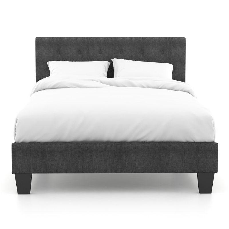 Tussey Tufted Upholstered Low Profile Platform Bed, California King, Gray