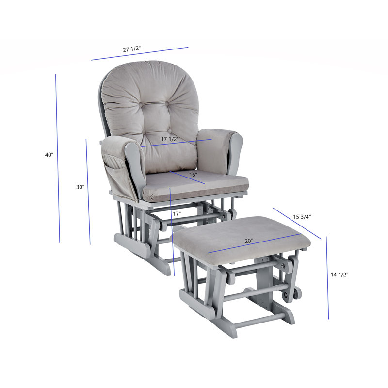 Fauteuil oscillant et repose-pieds Mason, Gris, Bois gris